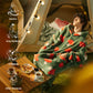 Printed Shaggy Sherpa Blanket Hoodie Olive Green