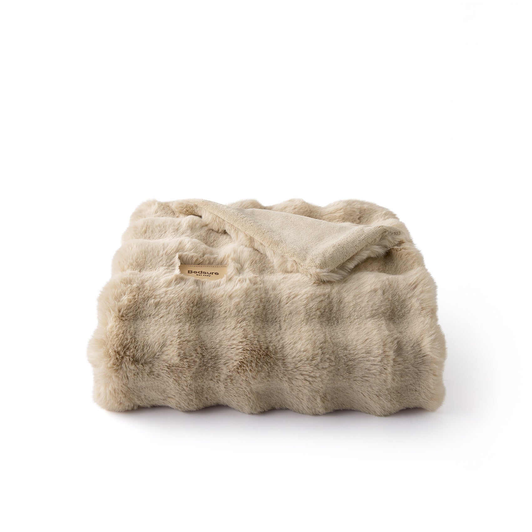 GentleSoft™ Bubble Faux Fur Blanket ( Light Brown )