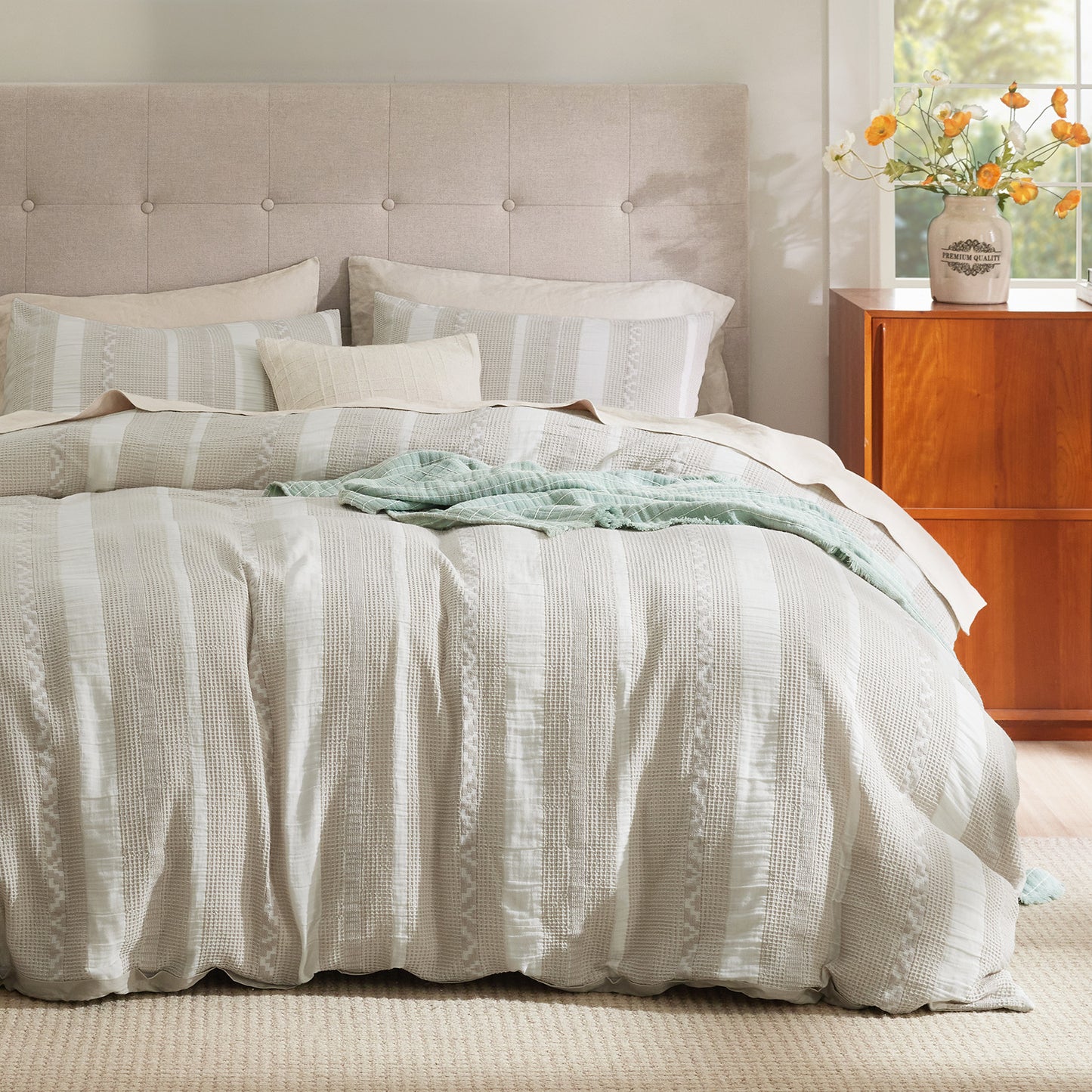 GentleSoft® Cotton Boho Waffle Weave Duvet Cover Set