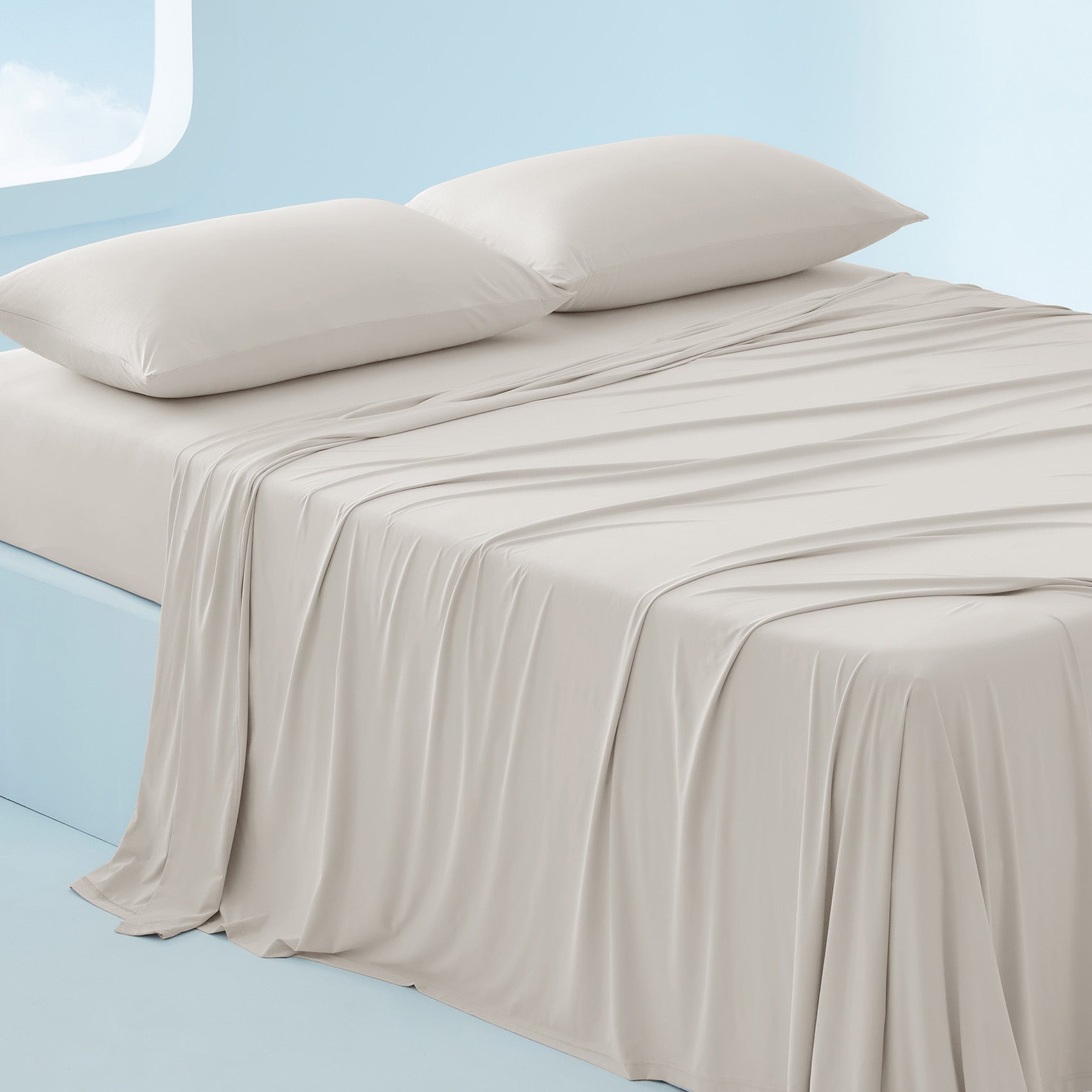 Bedsure 100% Organically Grown Bamboo Viscose Sheets - 18 Inches Deep Pocket Sheets with Elastic Corner, Queen Sheet Set, Ultra-Soft, Silky & Cooling Bedsheets, Oeko-Tex, 4 Pieces, Ivory - Thumbnail 4