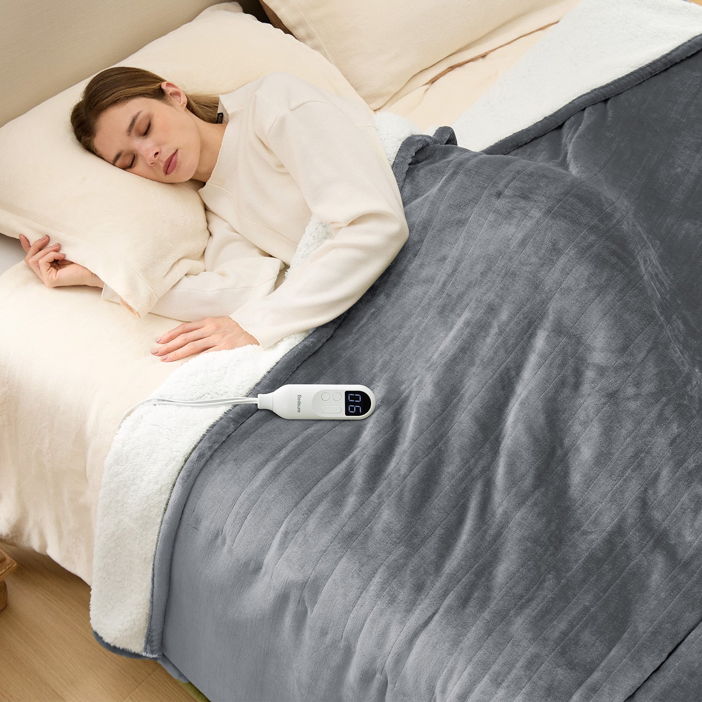 Solid Flannel Heated Blanket