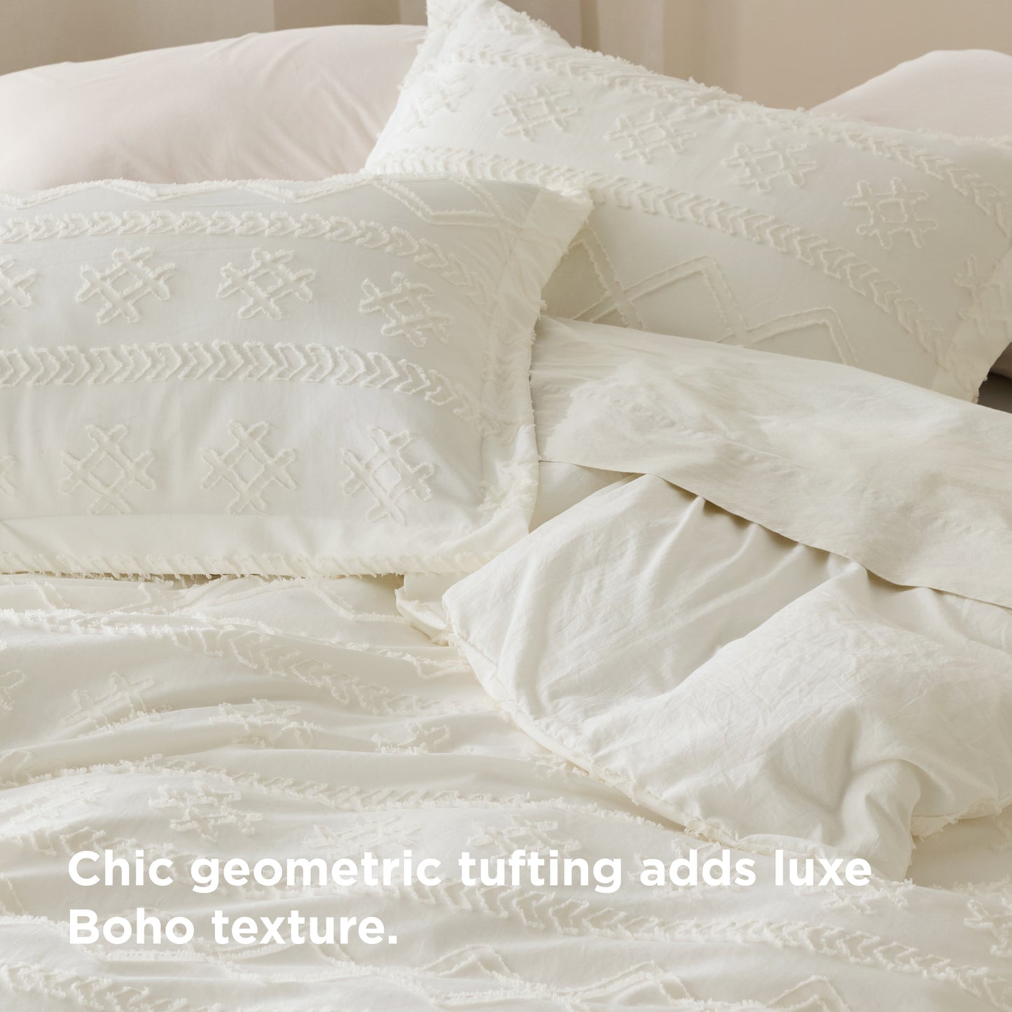 Boho Tufted Embroidery Duvet Cover Set