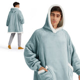 Sherpa Fleece Solid Short Wearable Blanket Hoodie