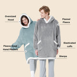 Sherpa Fleece Solid Short Wearable Blanket Hoodie