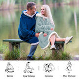 Sherpa Fleece Solid Short Wearable Blanket Hoodie