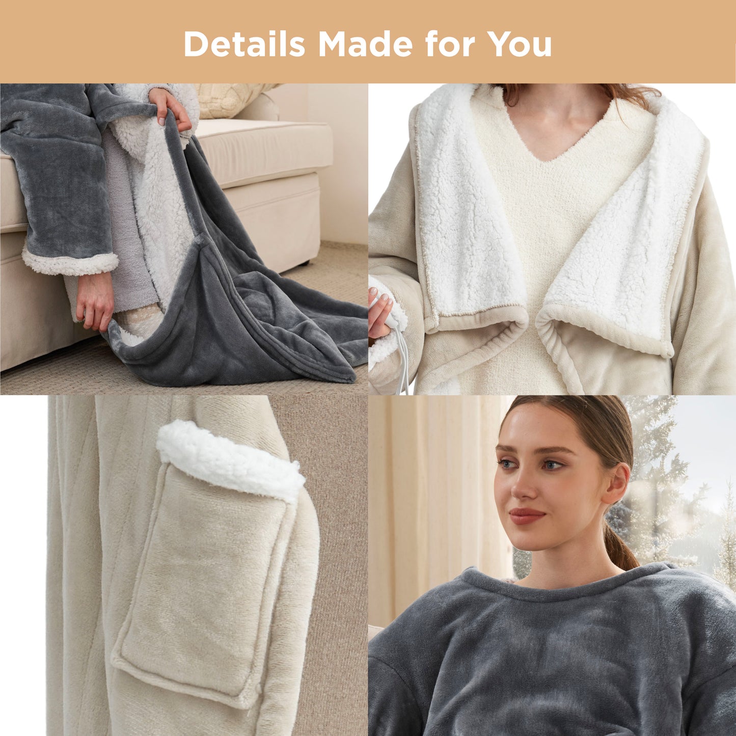 GentleSoft® Full-body Sherpa Fleece Wearable Heated Blanket
