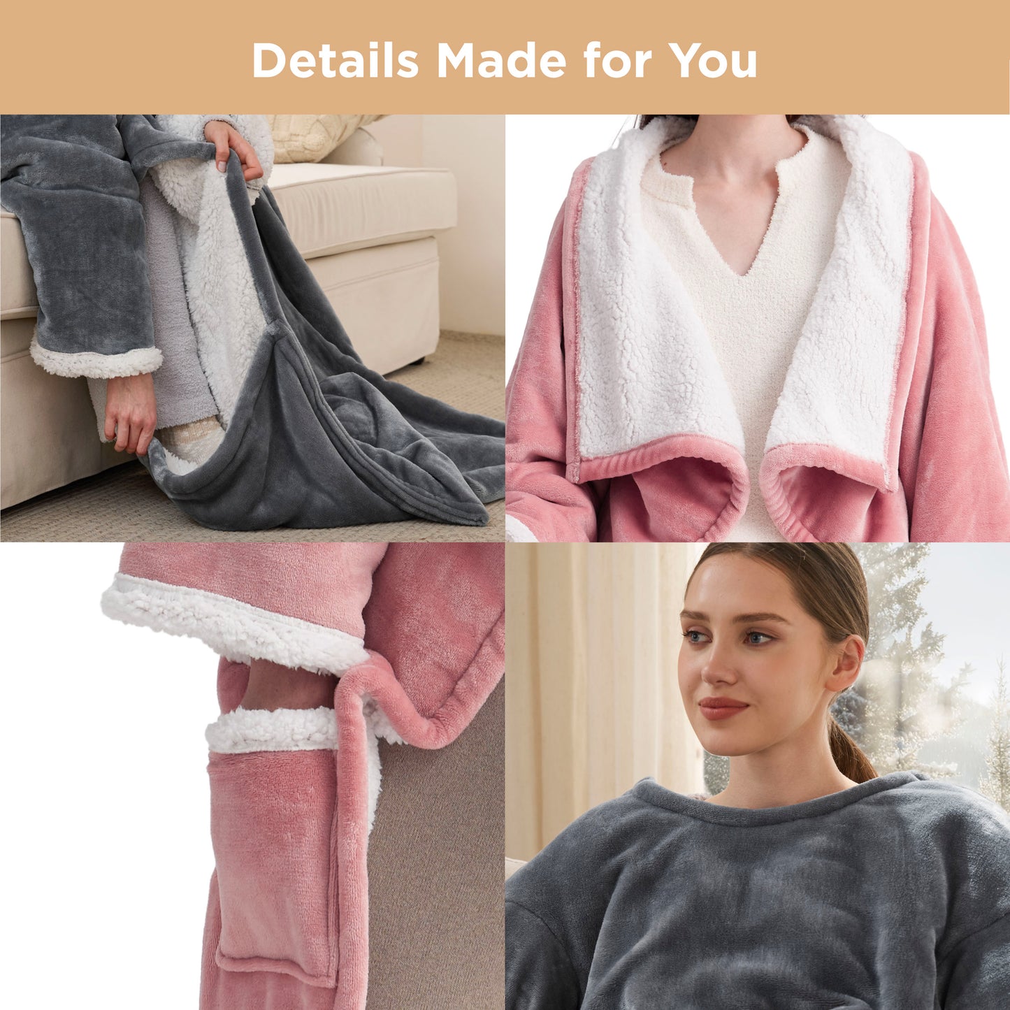 GentleSoft® Full-body Sherpa Fleece Wearable Heated Blanket