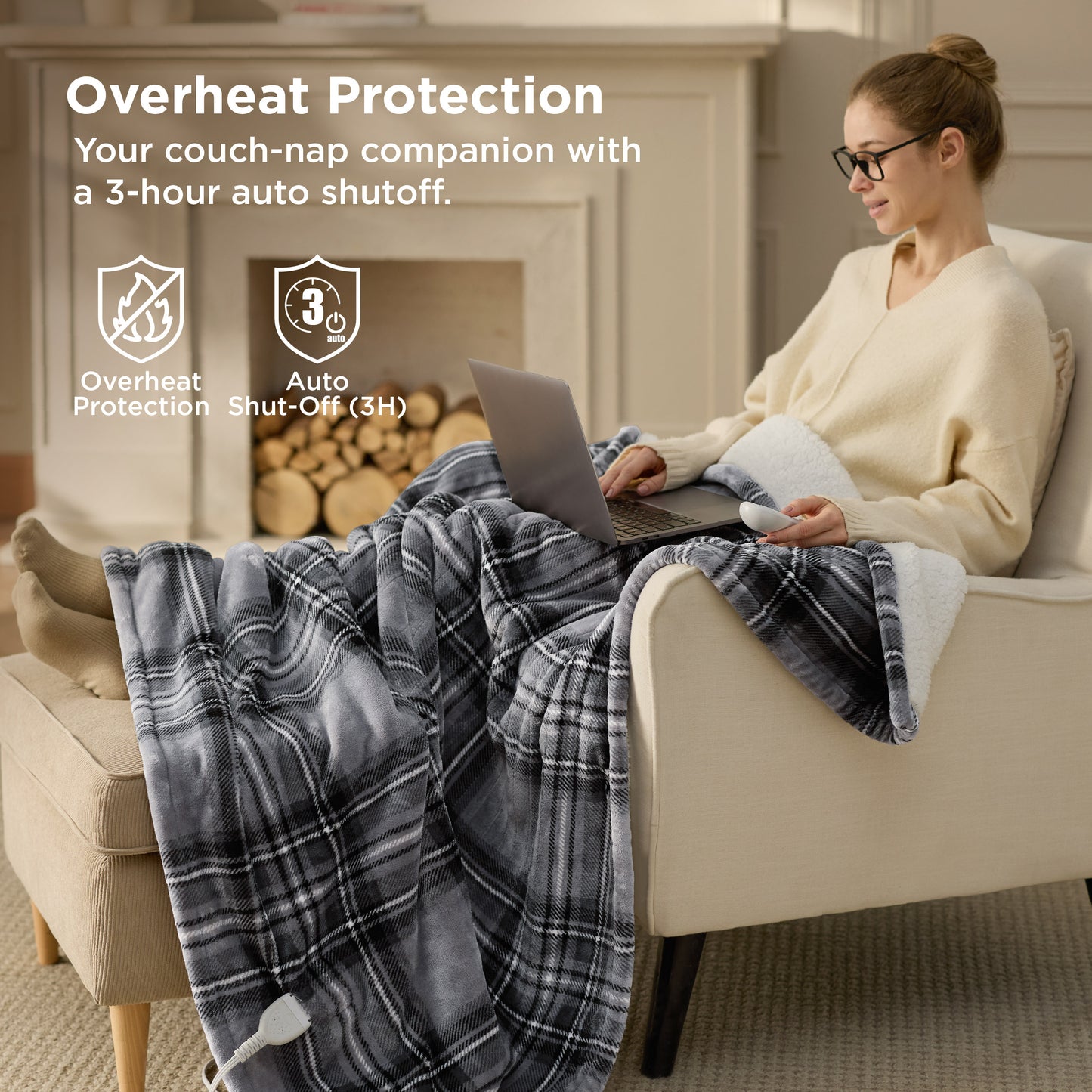 GentleSoft® Plaid Flannel Heated Blanket