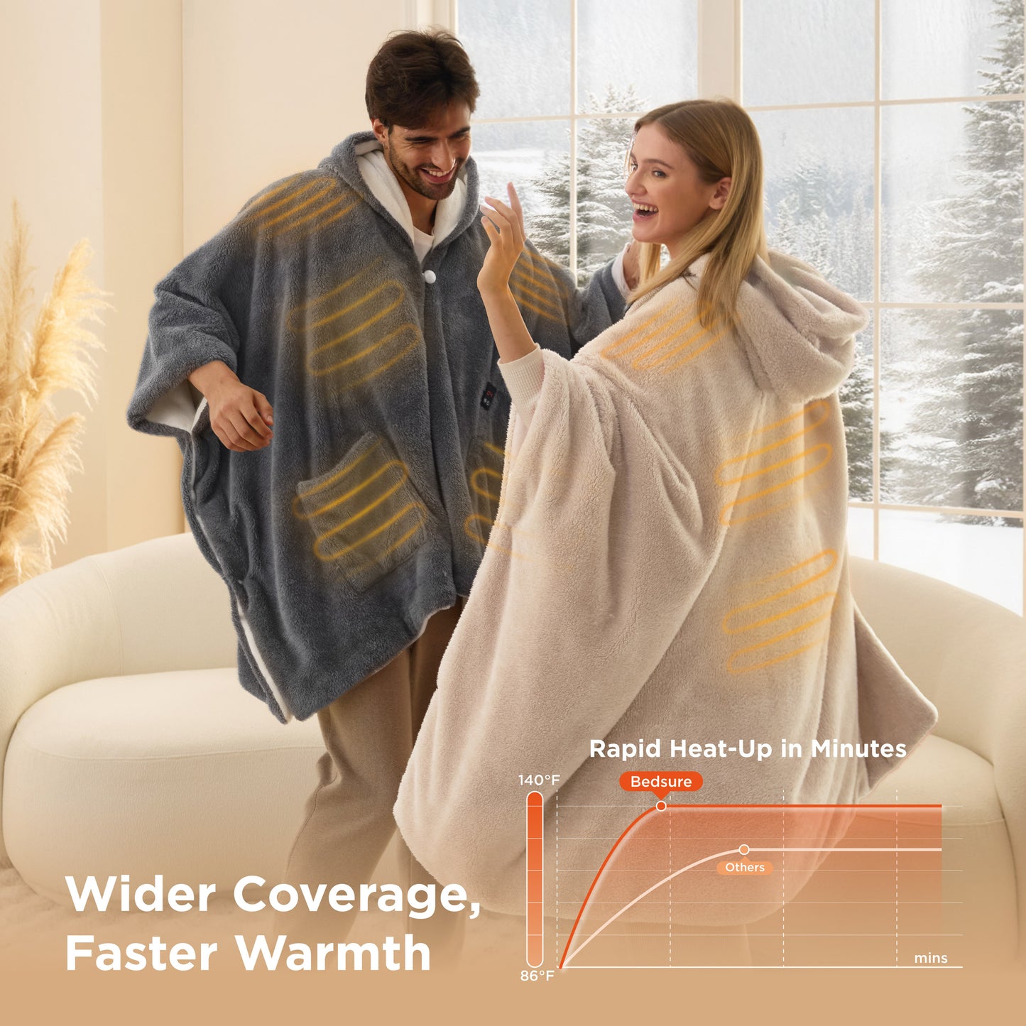 GentleSoft® Heated Shaggy Fleece Blanket Hoodie