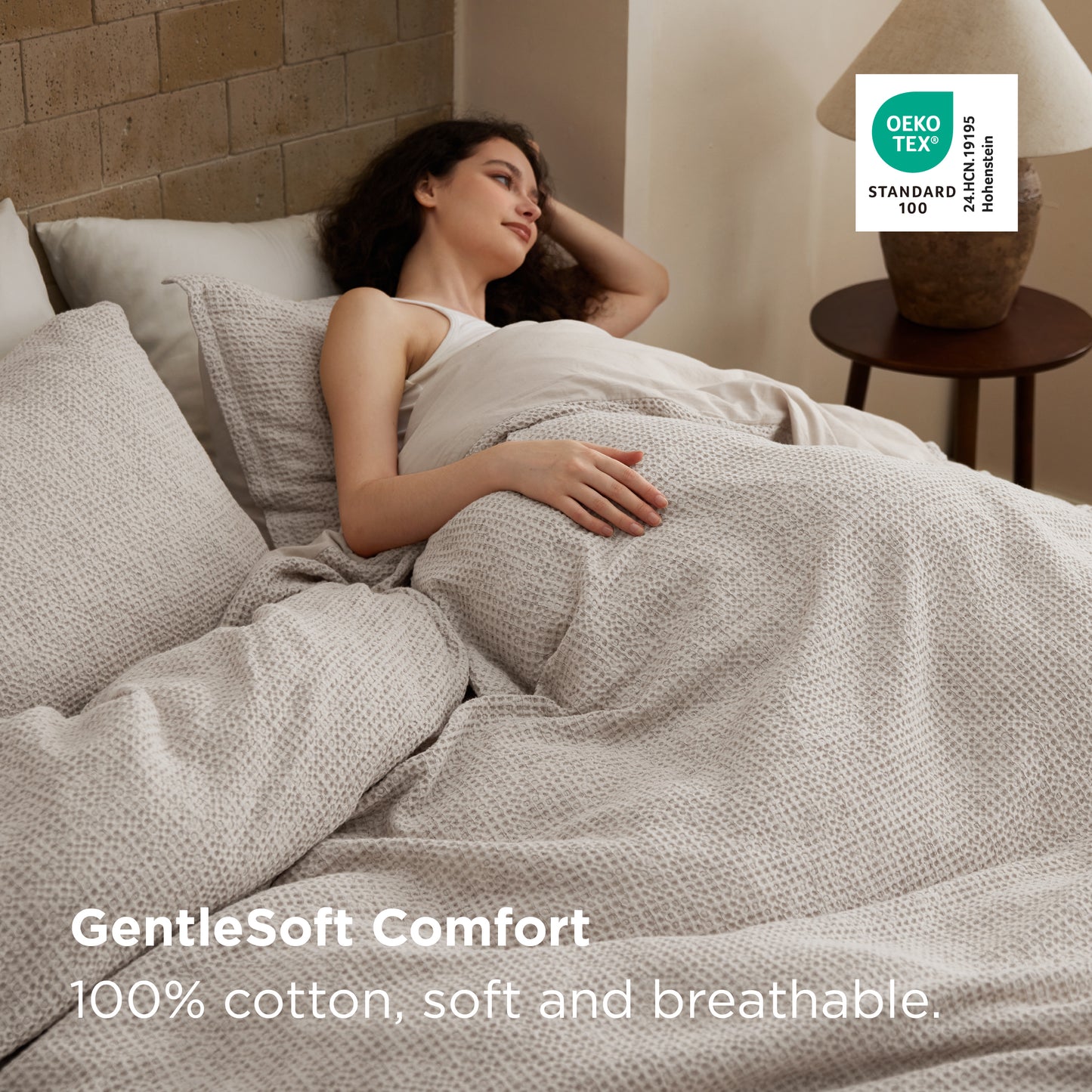 GentleSoft® Cotton Waffle Space-Dyed Duvet Cover Set