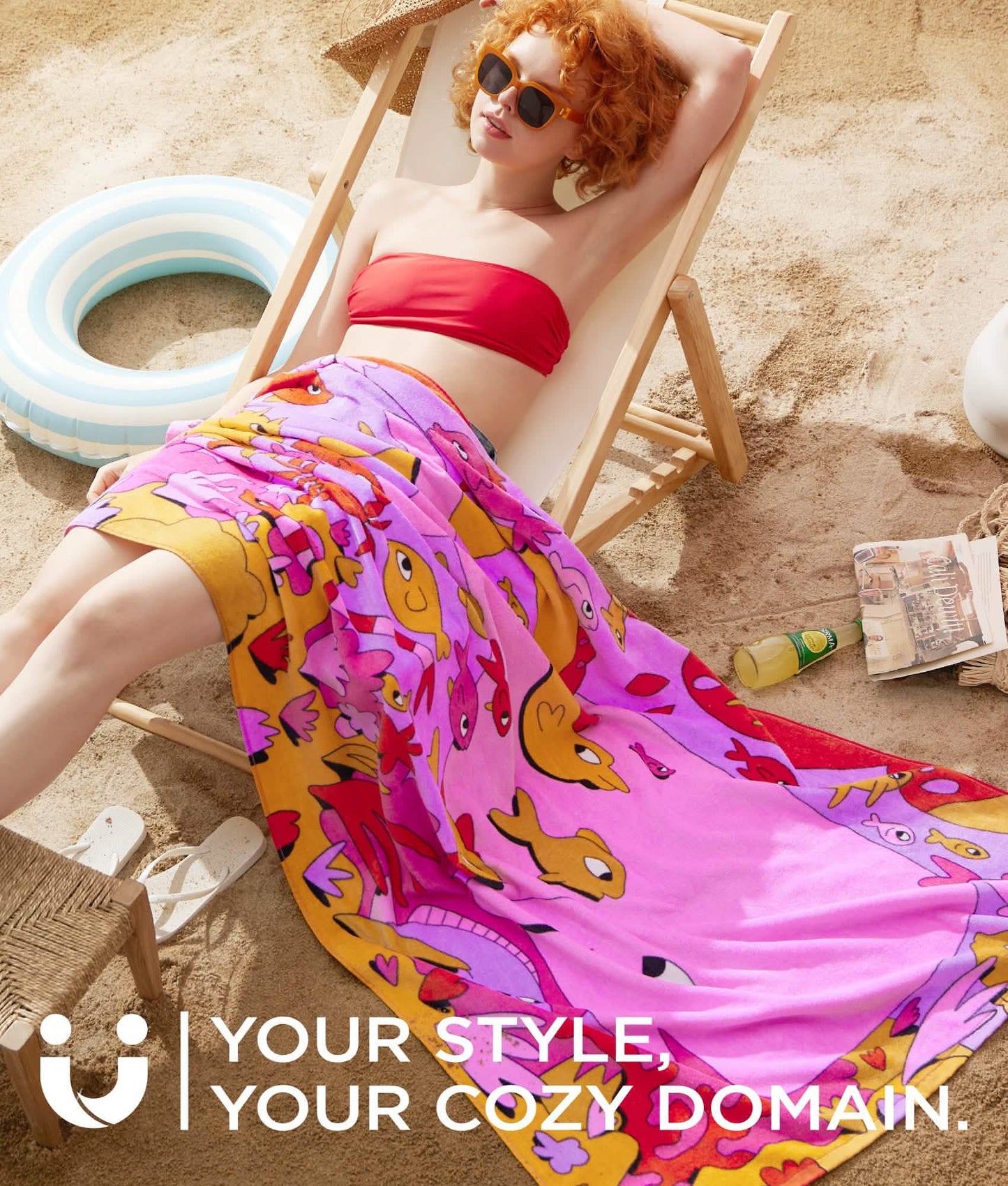 U by 100% Cotton - Underwater World Oversized Beach Towel