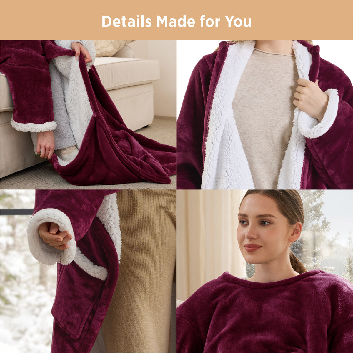 Full-body Sherpa Fleece Heated Blanket Hoodie