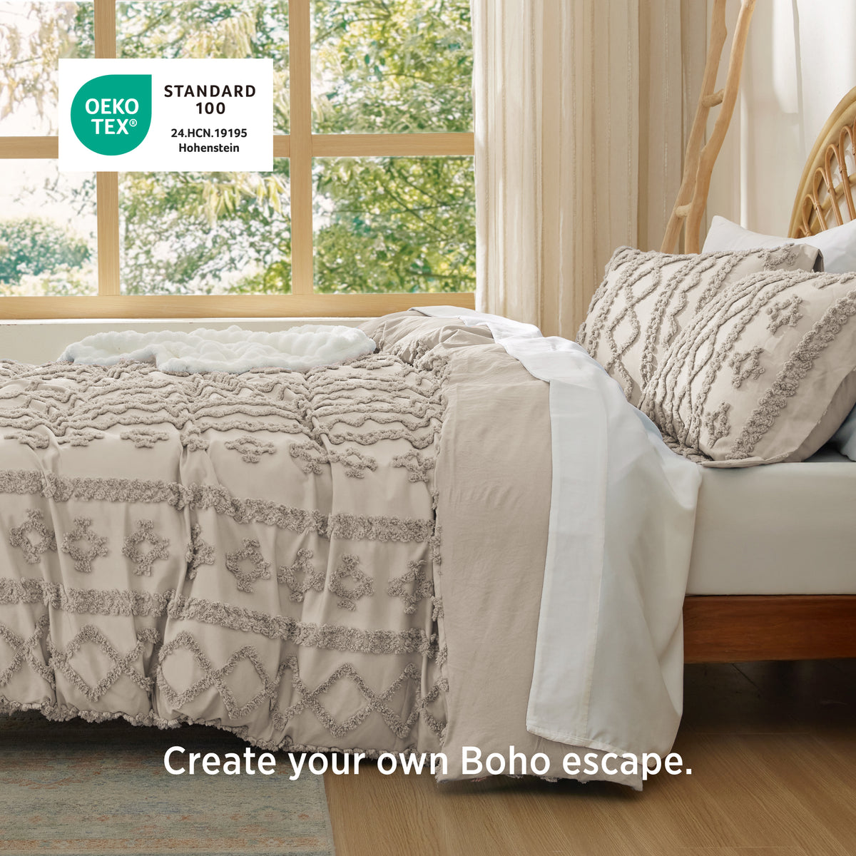 Boho Tufted Embroidery Duvet Cover Set