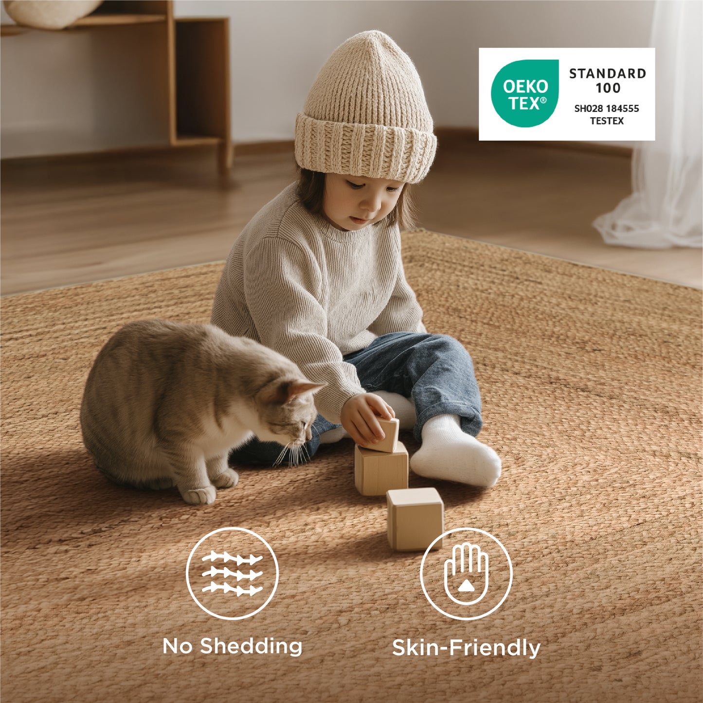 Faux Cashmere Jute-Look Area Rug