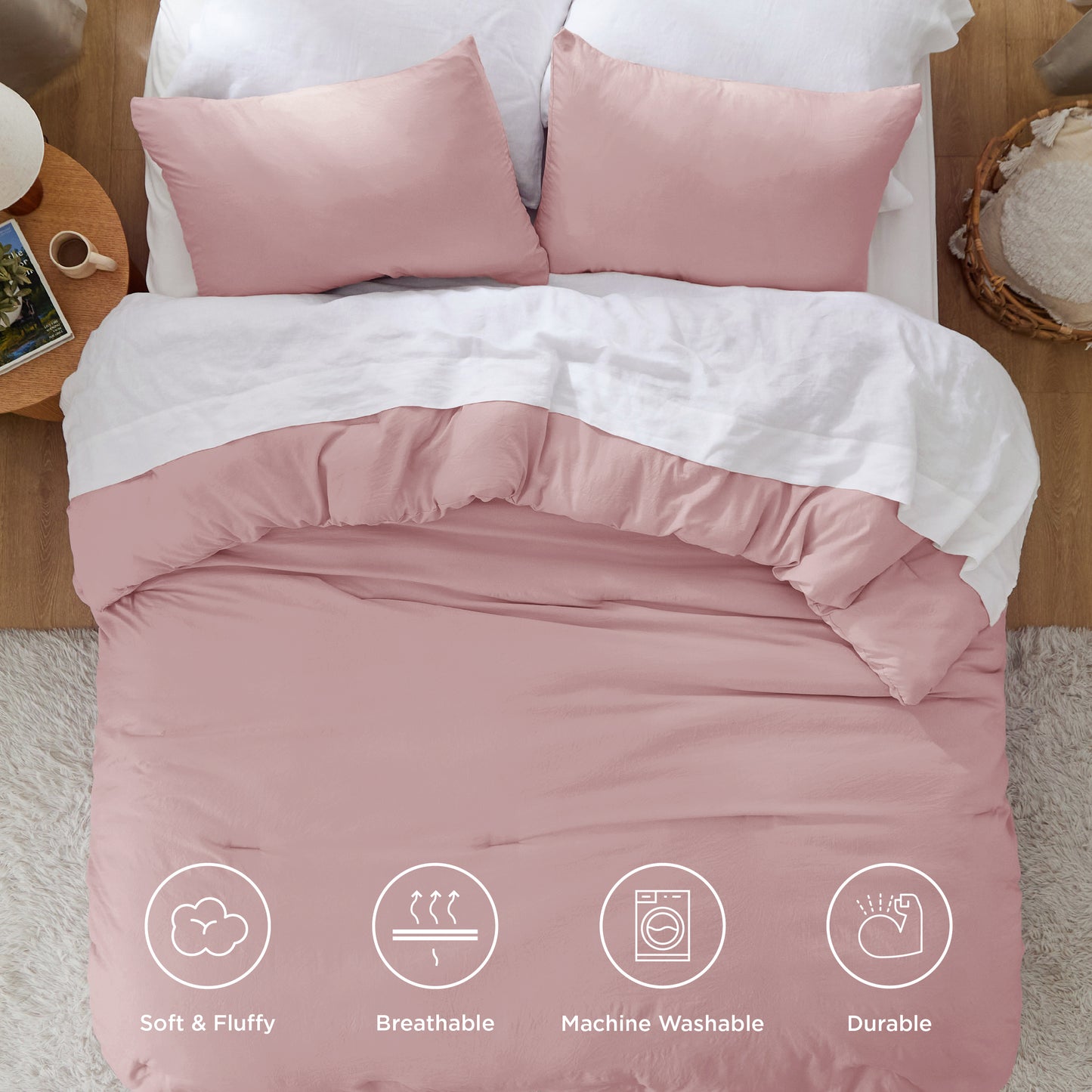 Prewashed Plain Comforter Set