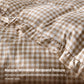 Ruffled Cotton-Like Gingham Duvet Cover Set