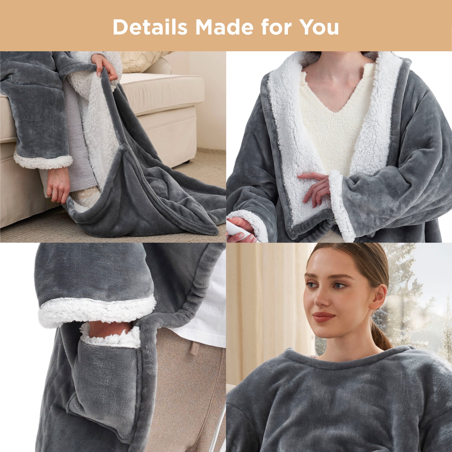GentleSoft® Full-body Sherpa Fleece Wearable Heated Blanket