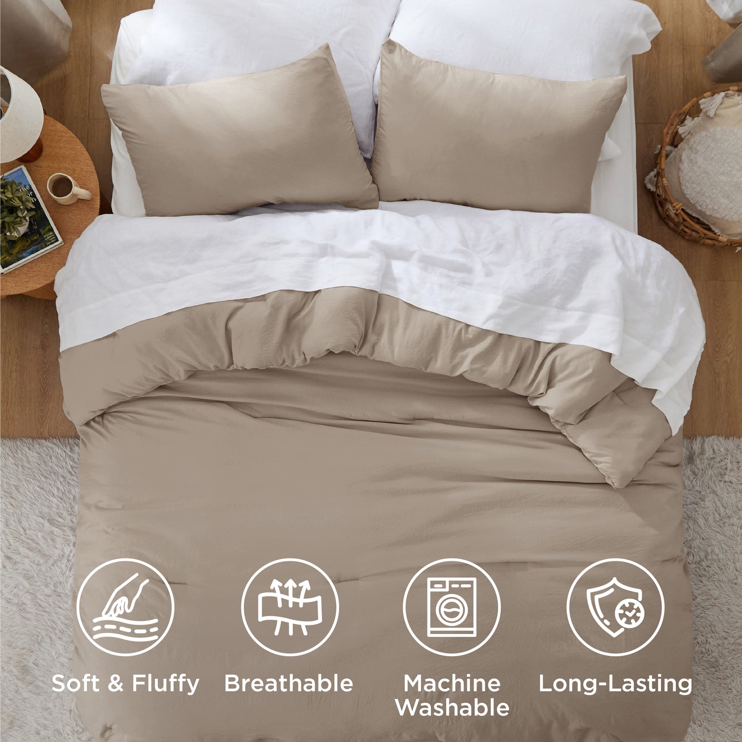 Prewashed Plain Comforter Set