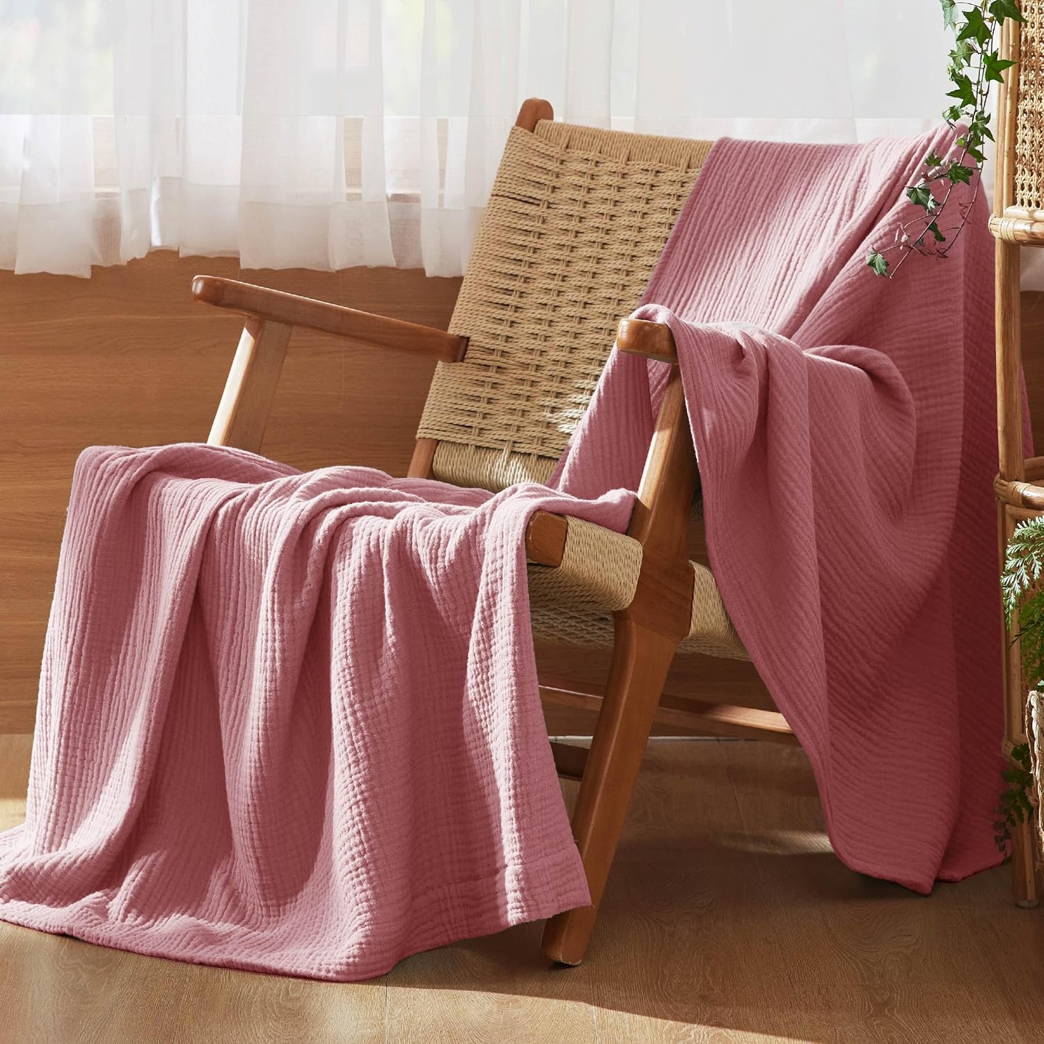 Bedsure 100% Cotton Gauze Spring Throw Blanket