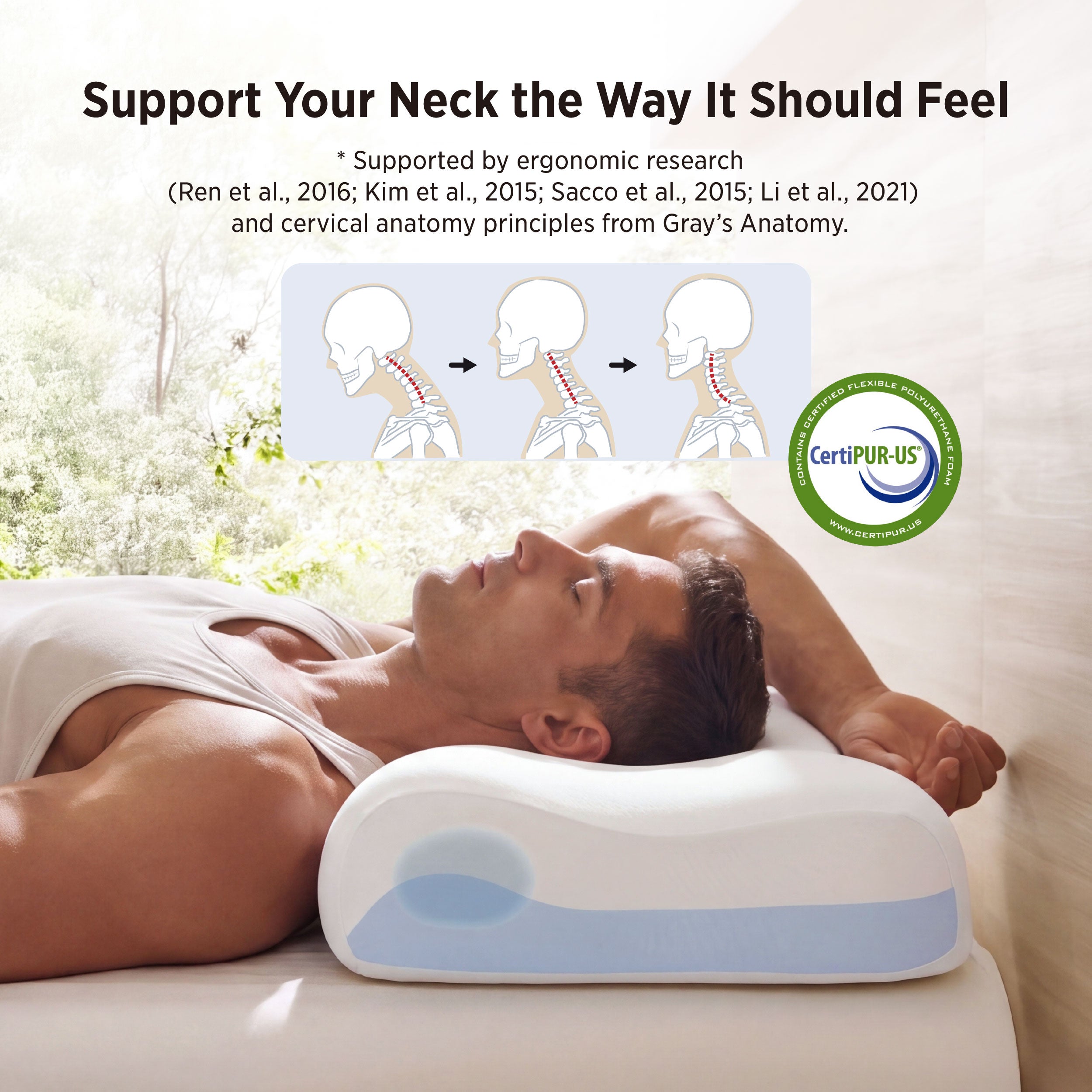 OLoop Cervical Pillow | Ergonomic Memory Foam Support – Bedsure
