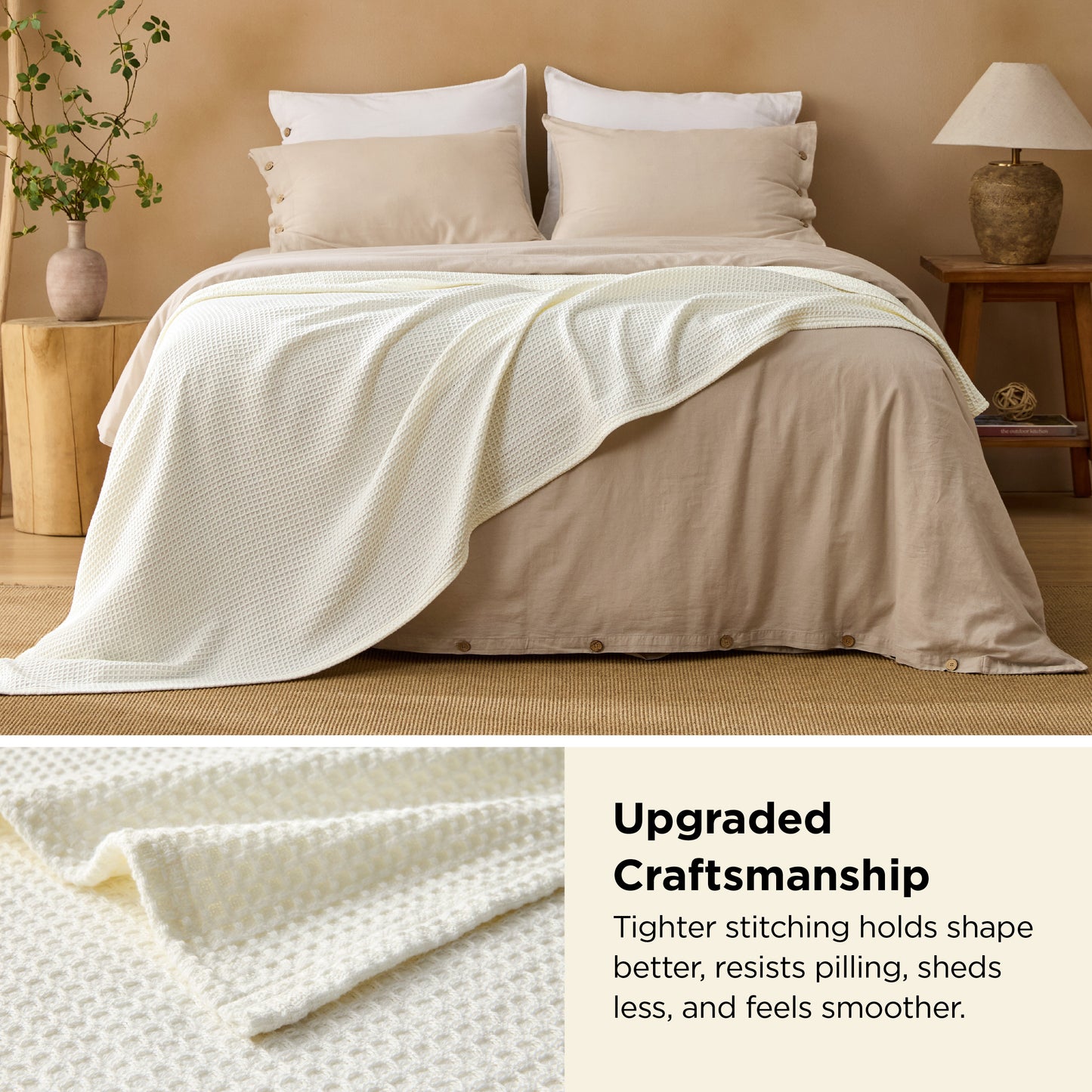 Pure Cutton Baske Weave Blanket