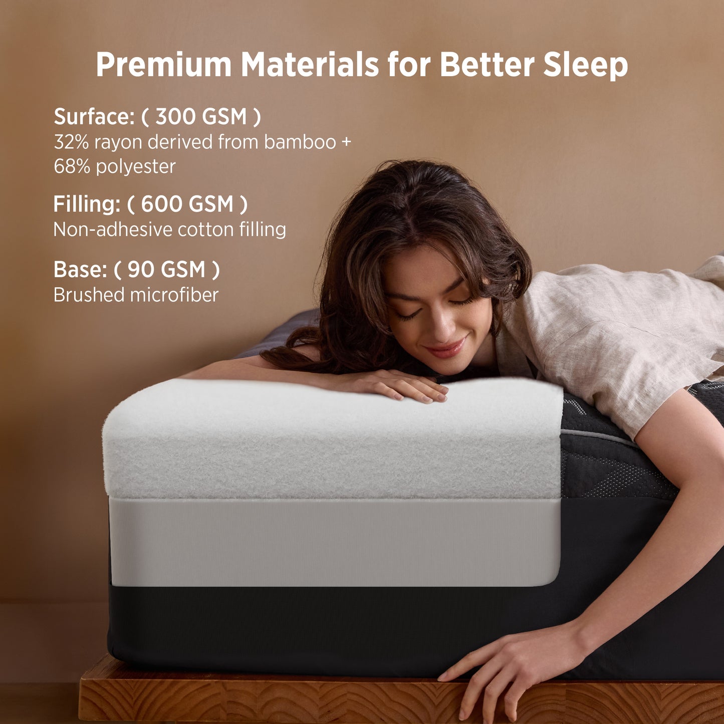 Rayon Derived From Bamboo Blend Mattress Topper