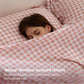 Ruffled Cotton-Like Gingham Sheet Set