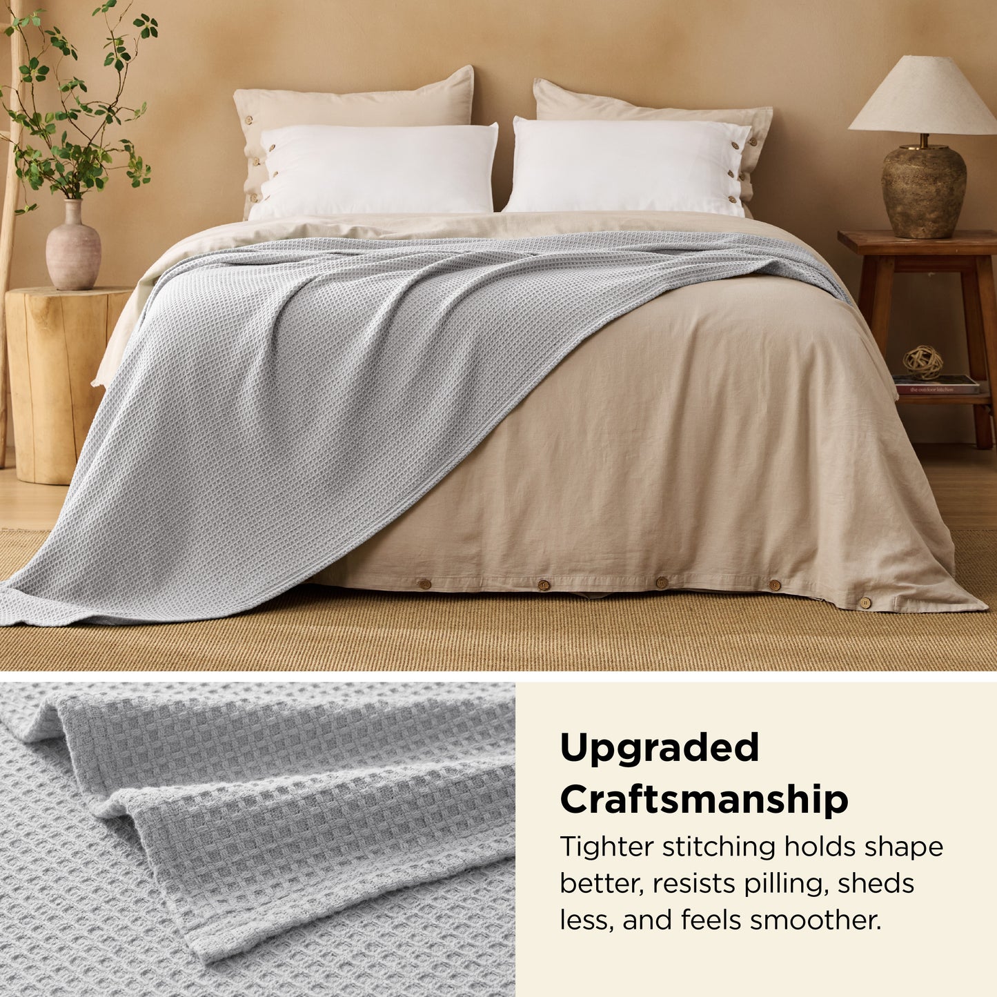 Pure Cutton Baske Weave Blanket