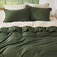 Green rayon derived from bamboo bedding set bundle with silky pillows.