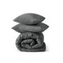 GentleSoft prewashed cotton comforter set in gray, with natural wrinkle texture and shams.