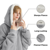 Sherpa Fleece Zippered Short Wearable Blanket Hoodie