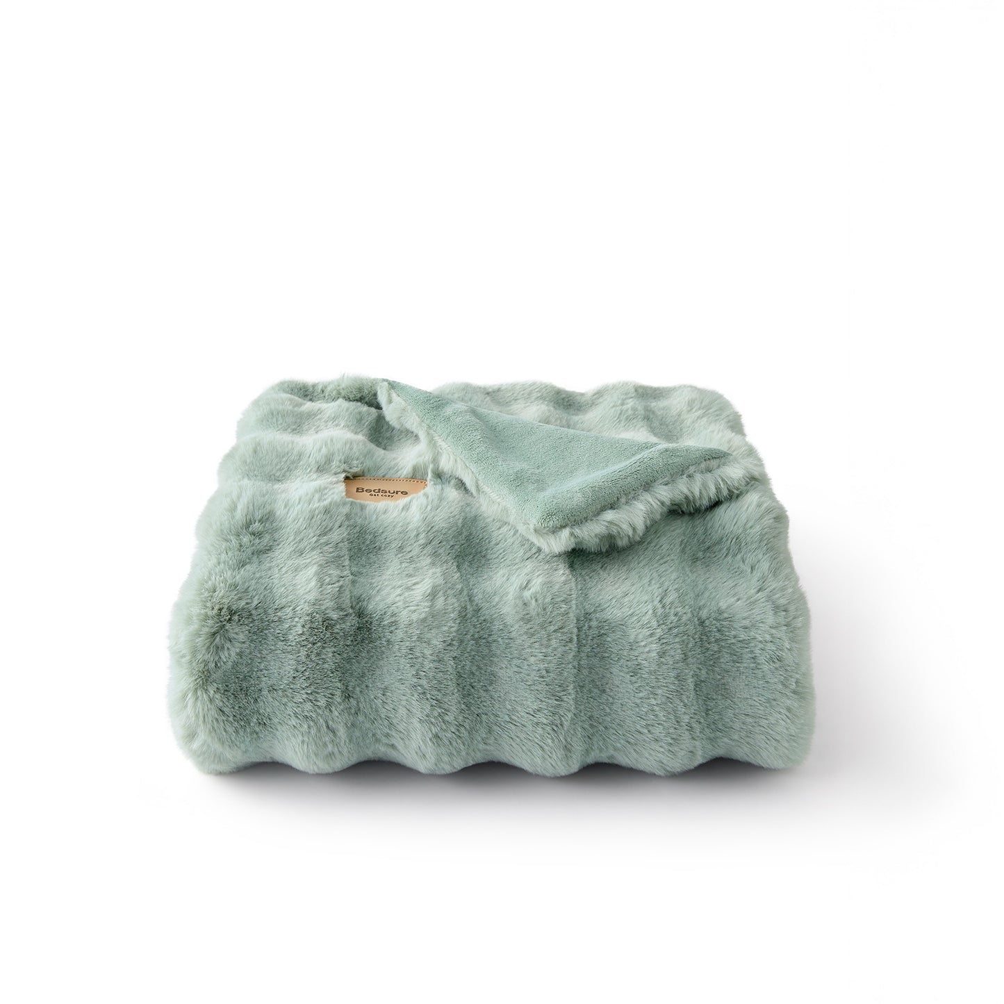 GentleSoft™ Bubble Faux Fur Blanket ( Sage Green )