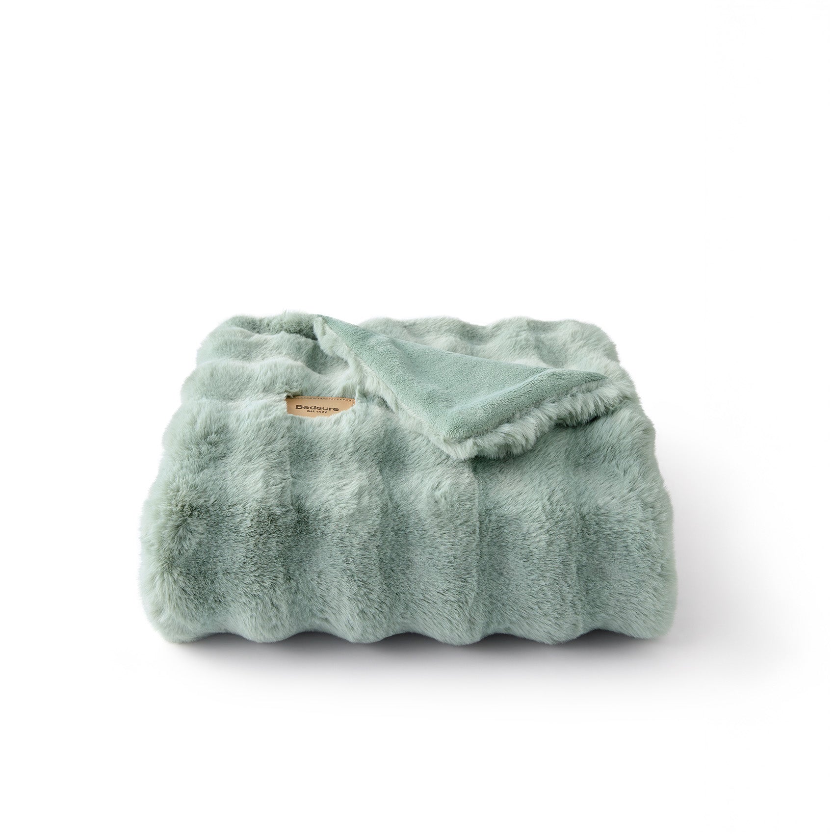 GentleSoft™ Bubble Faux Fur Blanket ( Sage Green )