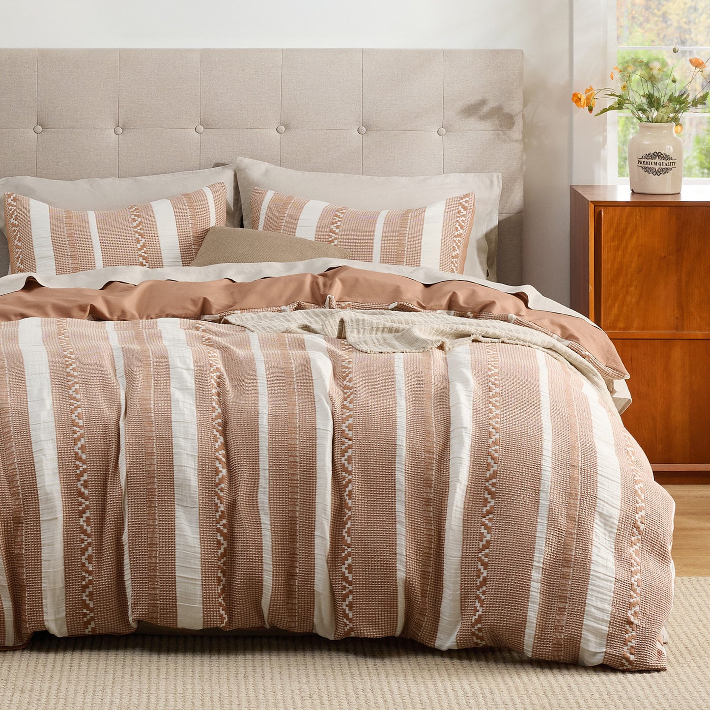 GentleSoft® Cotton Boho Waffle Weave Duvet Cover Set