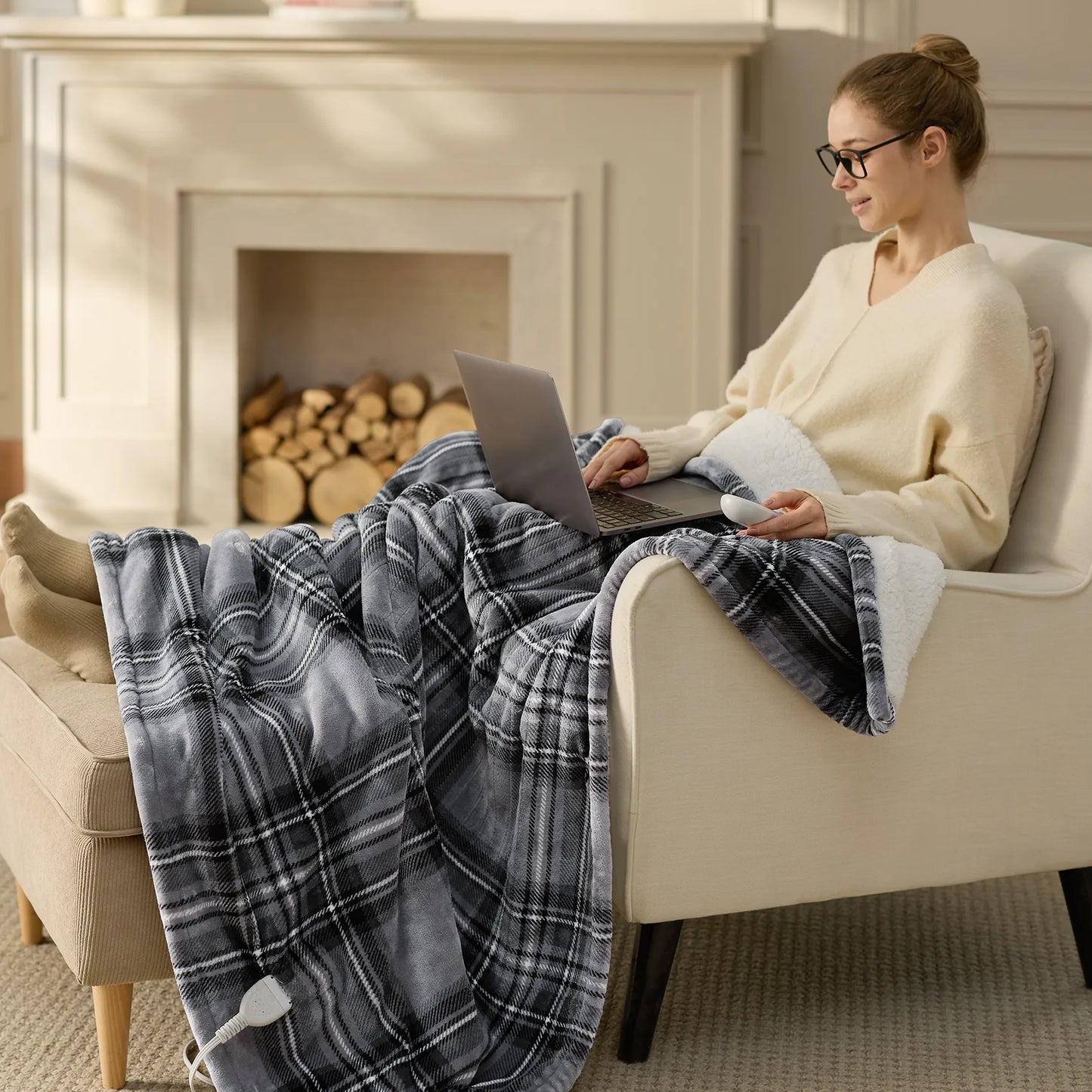 GentleSoft® Plaid Flannel Heated Blanket