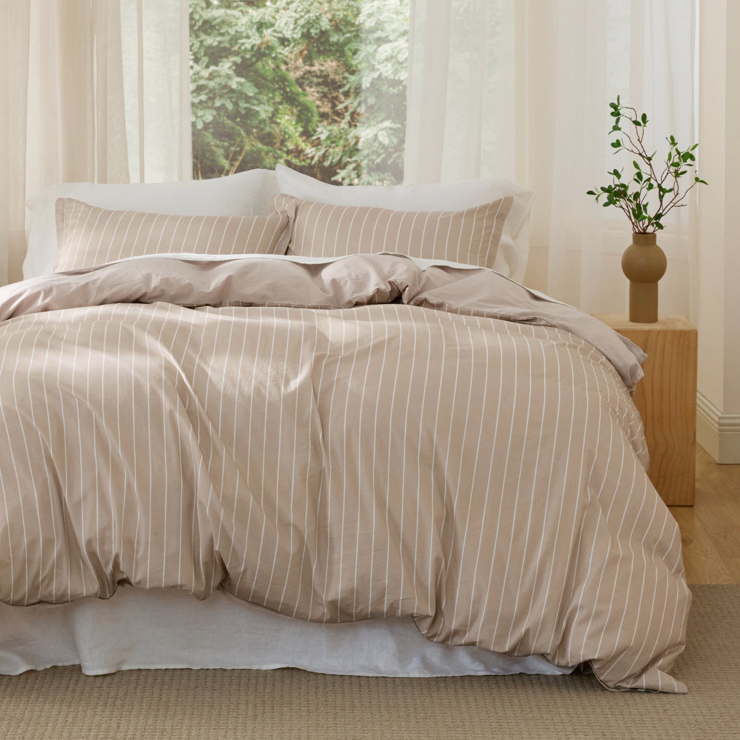 GentleSoft® Striped Washed Cotton Duvet Cover Set