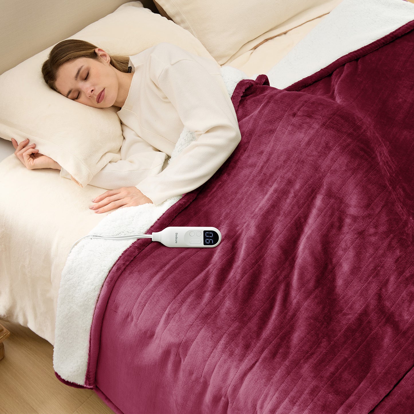 Solid Flannel Heated Blanket