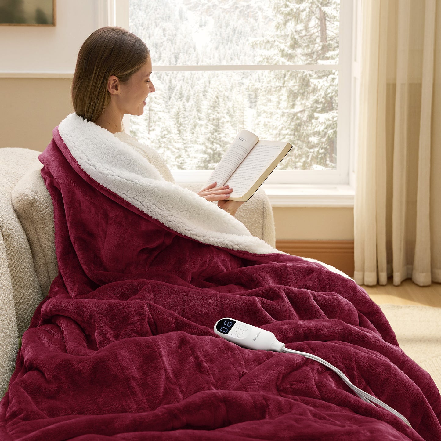 Solid Flannel Heated Blanket
