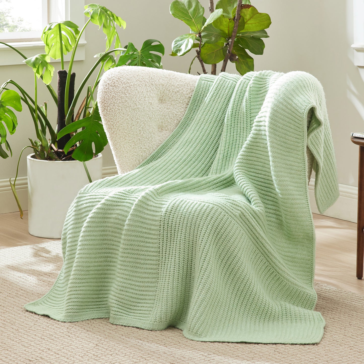 Air Yarn Knit Throw Blanket