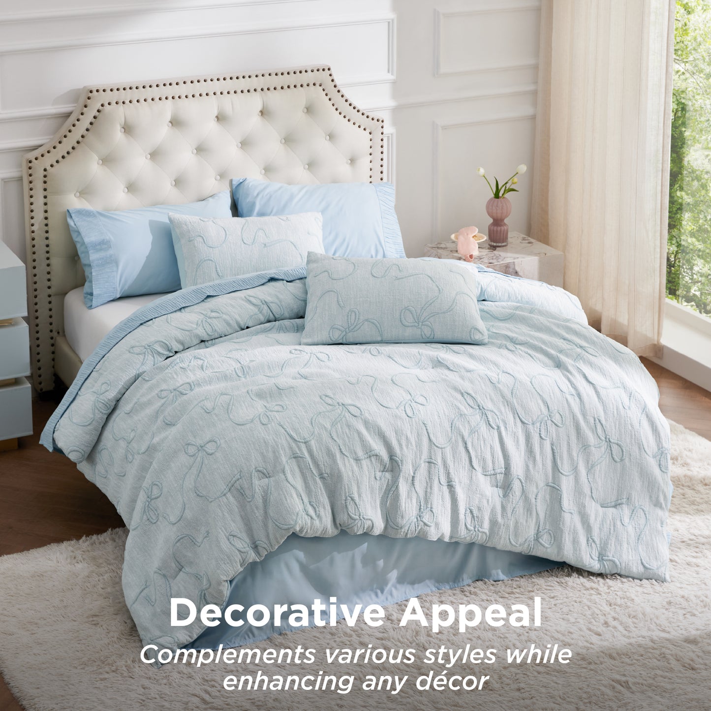 Graceful Bow Jacquard Comforter Set