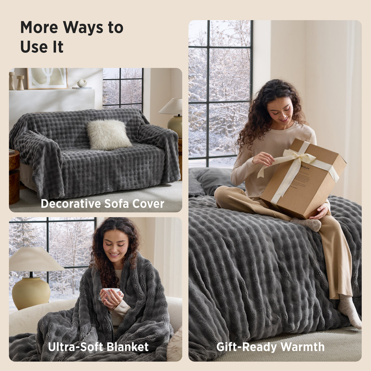 3D Cloud Bubble Flannel Duvet Cover