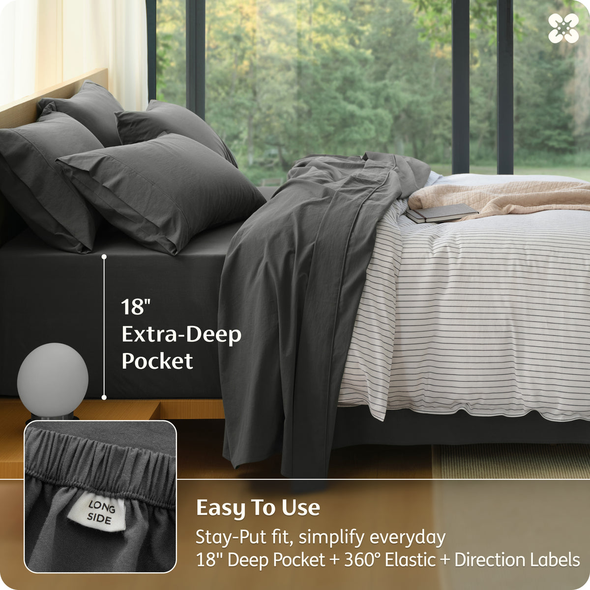 6-Piece Washed Cotton Sheet Set