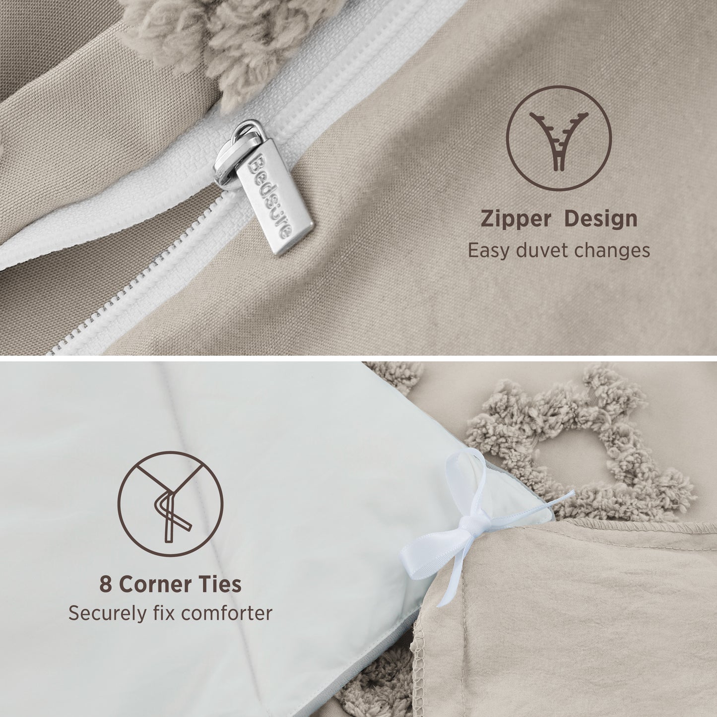 Boho Tufted Embroidery Duvet Cover Set