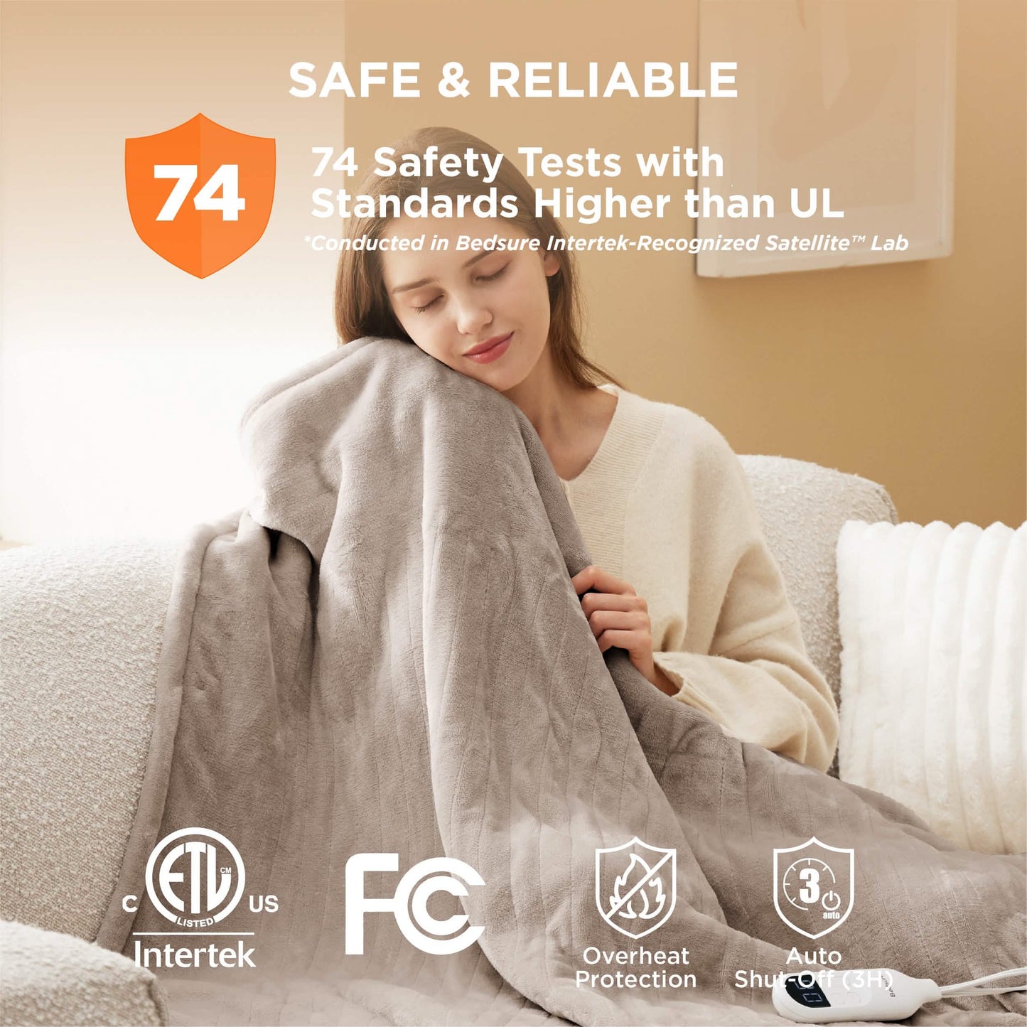 Solid Flannel Heated Blanket