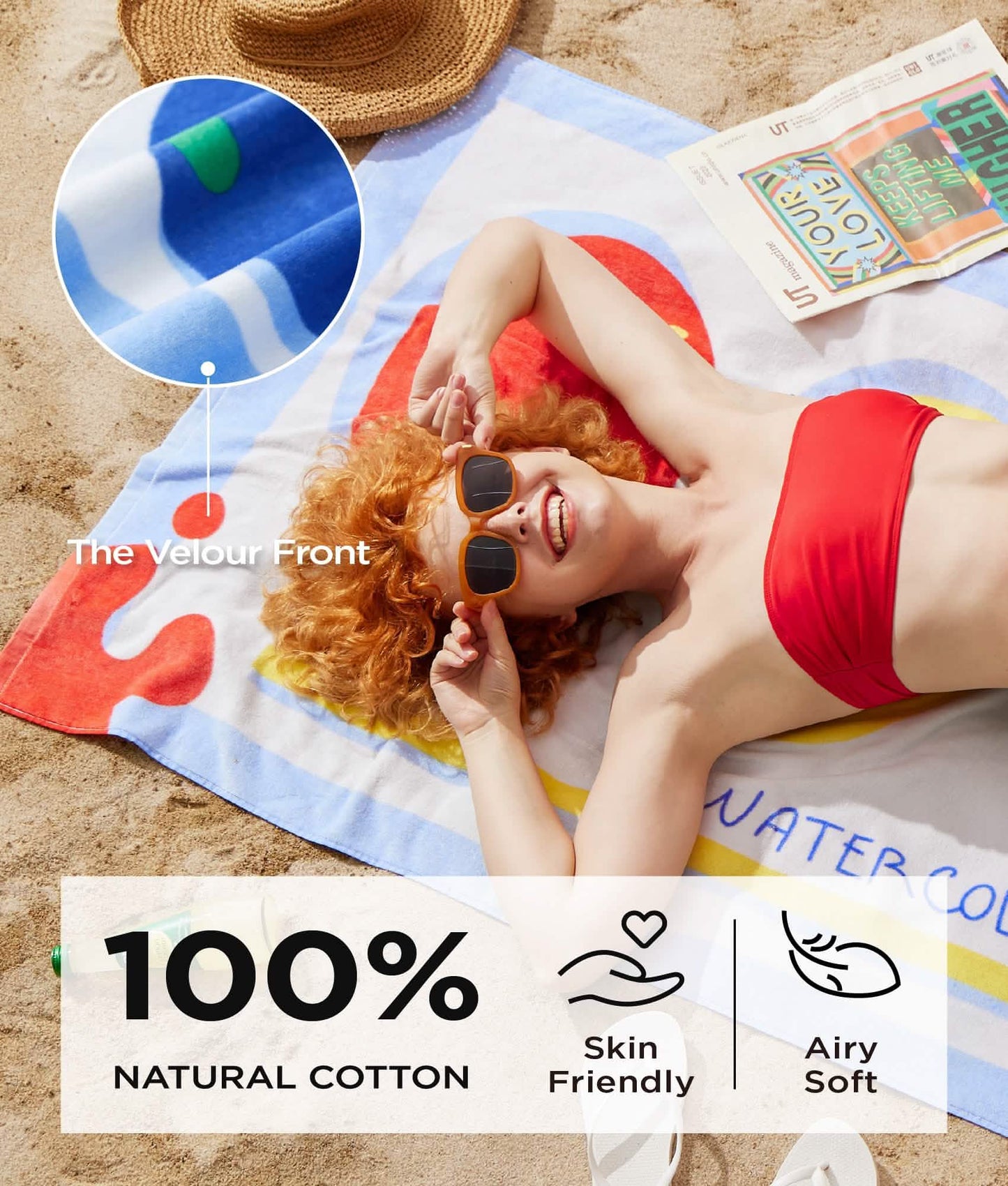 GentleSoft™ U by 100% Cotton - Watercolors Oversized Beach Towel