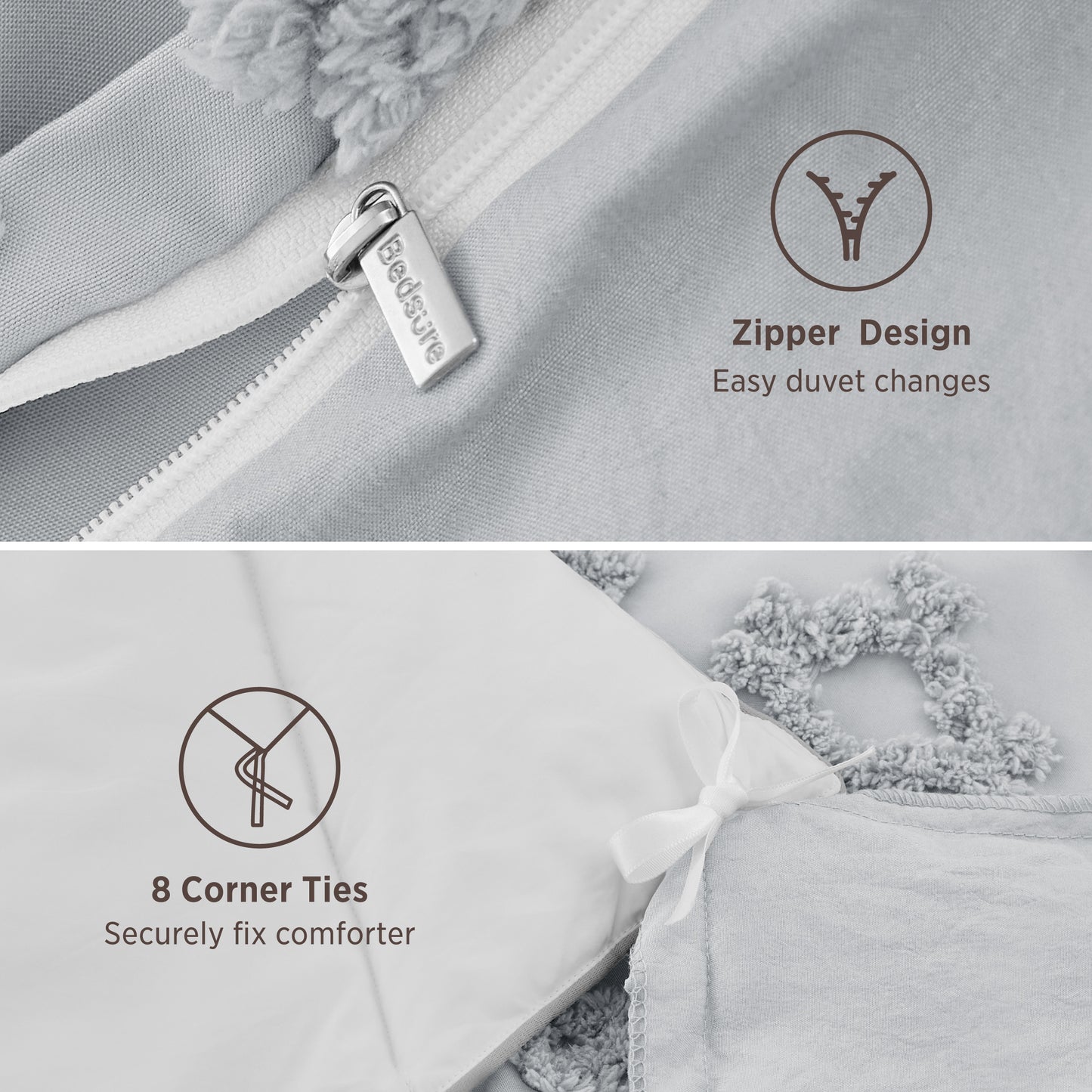 Boho Tufted Embroidery Duvet Cover Set