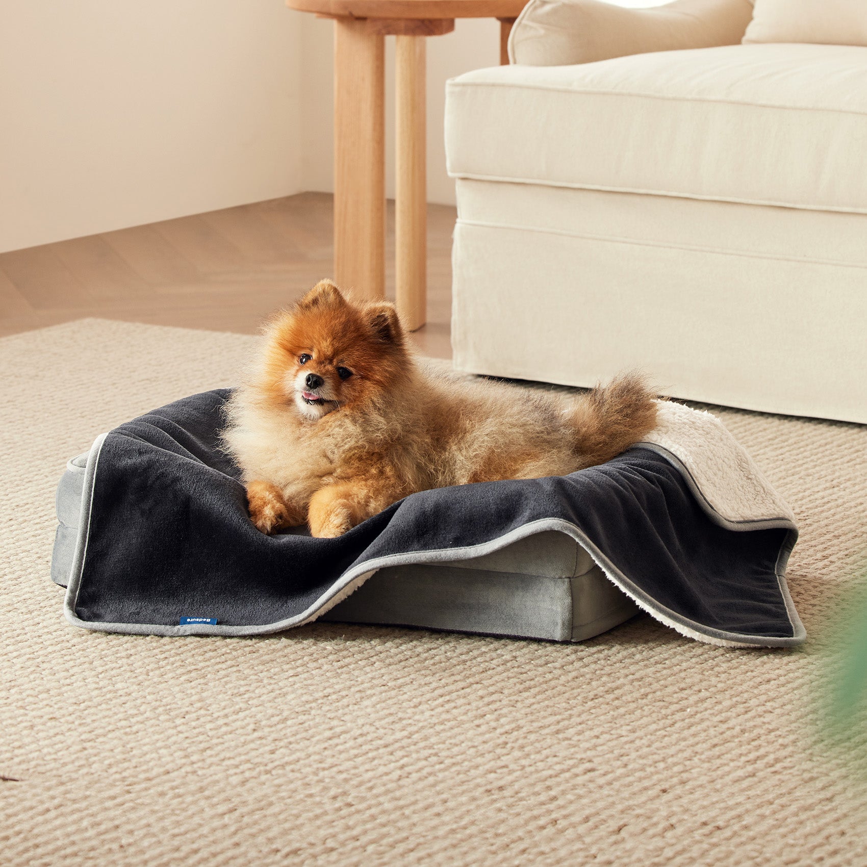 Reversible Sherpa and Microfiber Fleece Dog Blanket