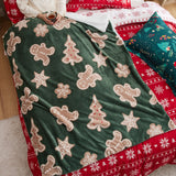 Bedsure Christmas Gingerbread Green Sherpa Throw Blanket