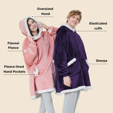 Sherpa Fleece Solid Short Wearable Blanket Hoodie