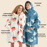 Bedsure Printed Shaggy Sherpa Blanket Hoodie Sky Blue